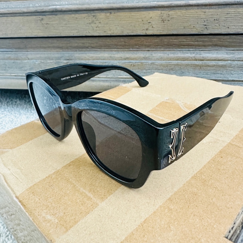 Cartier Black Sunglasses with Silver Accents